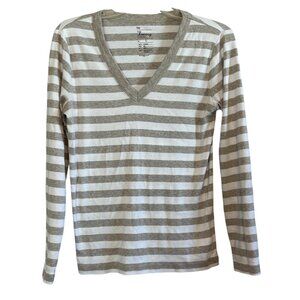 Gap The Bowery Super Soft Gray & White Knit Long Sleeve Top Side Large